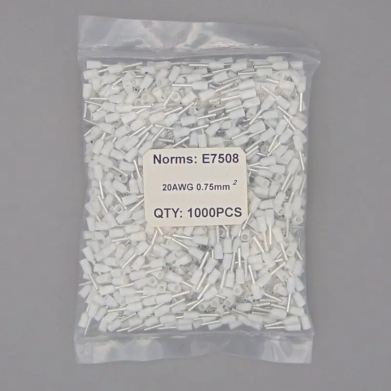 

E7508 Wire Copper Crimp Connector Insulated Cord Pin End Terminal 20AWG 0.75mm