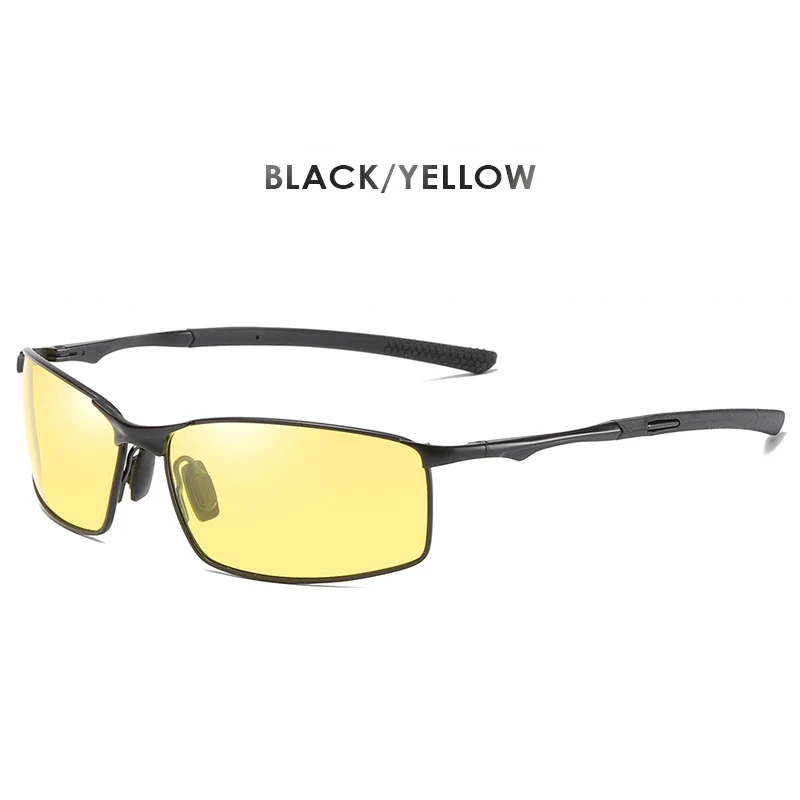 Brand Men's Square Sunglasses Polarized Aluminum Polaroid Mirror Sun Glasses Classic Rectangle Sports Goggles Male Eyewear Gafas - Цвет линз: Black-yellow