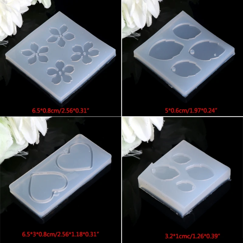 Jewelry Mold Flower Leaves Heart Shape Making Pendant Silicone Resin Craft Tools