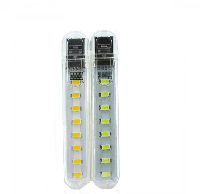 500pcs Mini USB drive LED Night Light Lamp Flashlight Keychain Lamp Portable USB Power Pure White 8 3 LED Strip Pocket