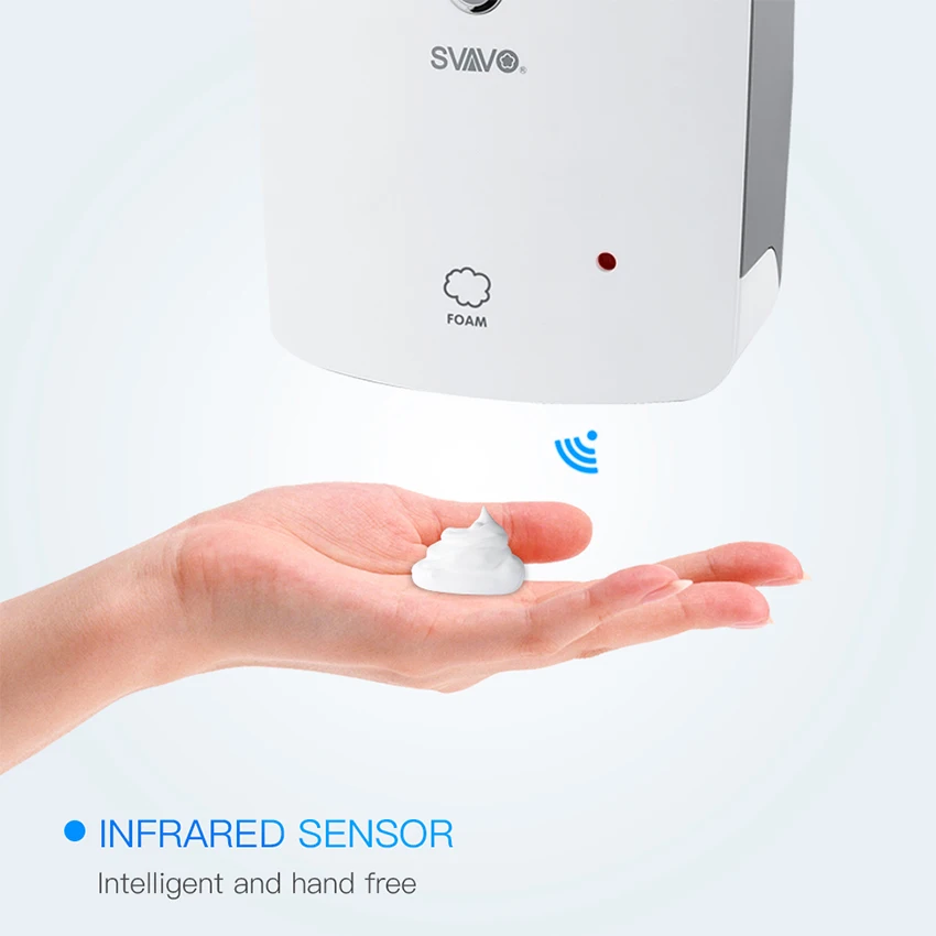 SVAVO 1000ml Automatic Foam Soap Dispenser Wall Mounted Infrared Smart Sensor Bathroom KitchenShower Shampoo Foam Soap Dispenser