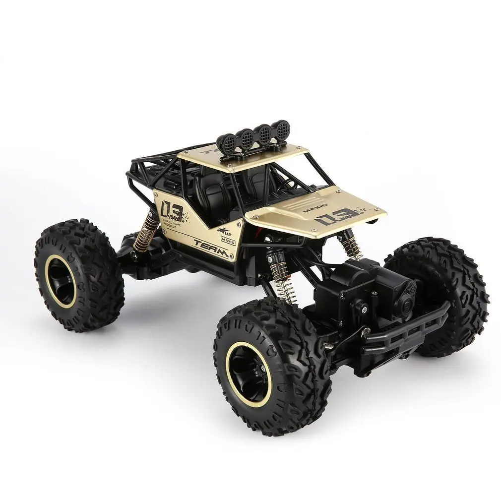 

1/16 2.4GHz Alloy Body Shell Rock Crawler 4WD Double Motors Off-road Remote Control Gold RC Bigfoot Climbing Car Toys Golden