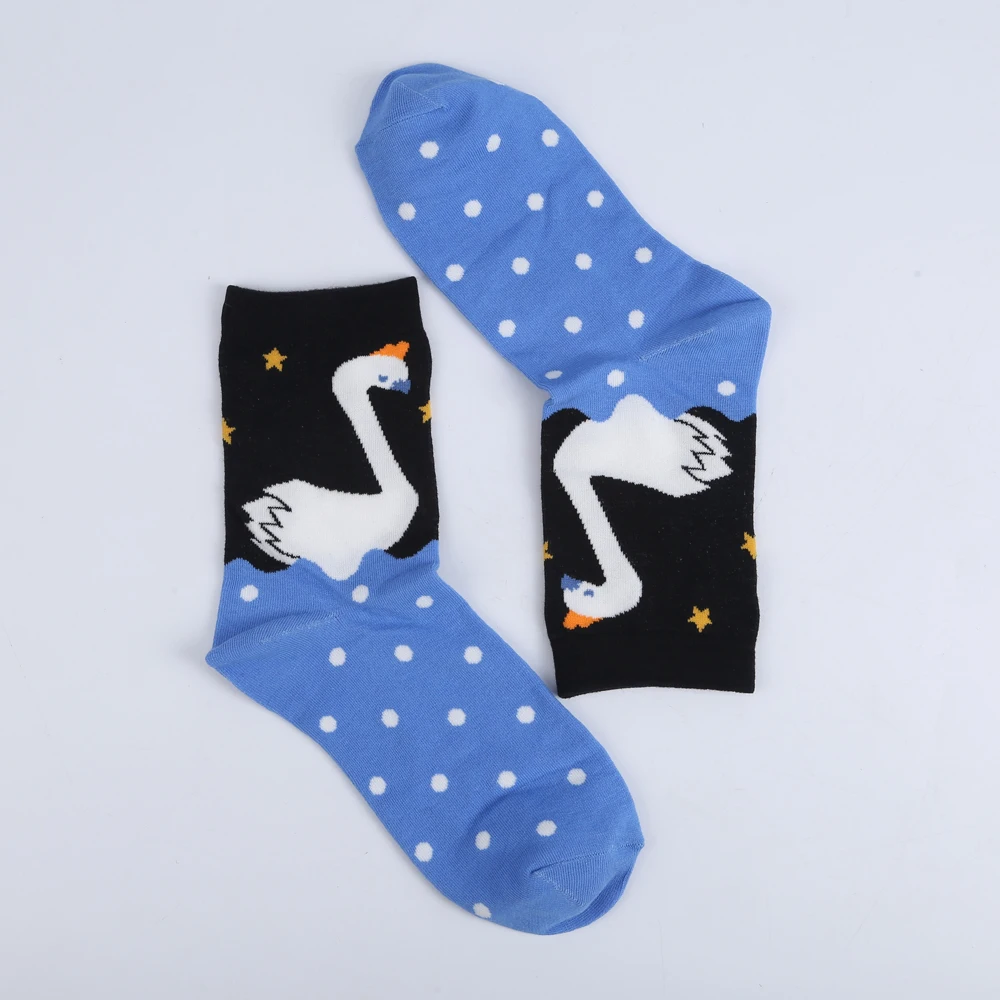 Modeager Brand Japan Harajuku Pig Flamingo Dinosaur Cat Fox Animals Women Socks Kawaii Cute Women Cartoon Funny Socks EU35-40