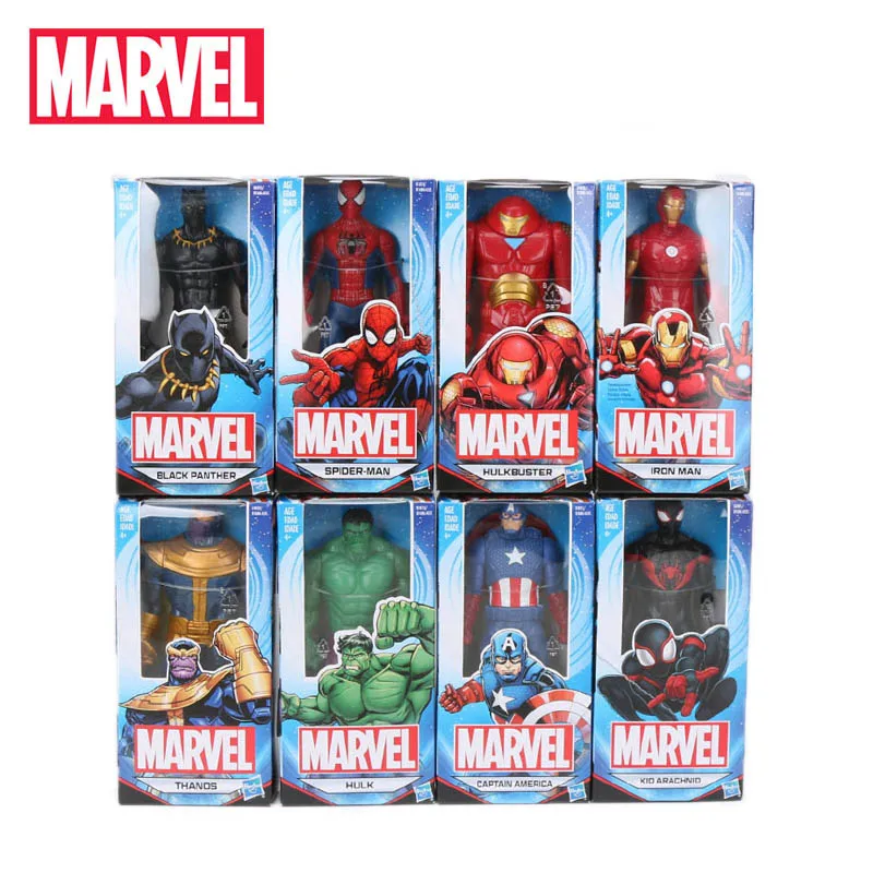 

8pcs Marvel Toys 15cm Avengers 4 Basic Character Black Spiderman Hulk Ironman Black Panther PVC Action Figure Collection Model