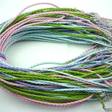 Винтаж Сильверс застежкой омар Плетение Кожаный Шнур канат удачи Цепочки и ожерелья и кулон для Для женщин DIY ювелирных 50 шт. b485