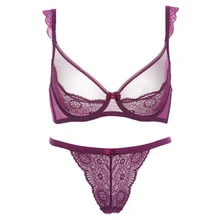 Сексуальный мусс 75-85B C D чашки бюстгальтер тонкий черный бюстгальтер набор 3/4 чашки элегантный дворец белье набор нижнего белья для женщин