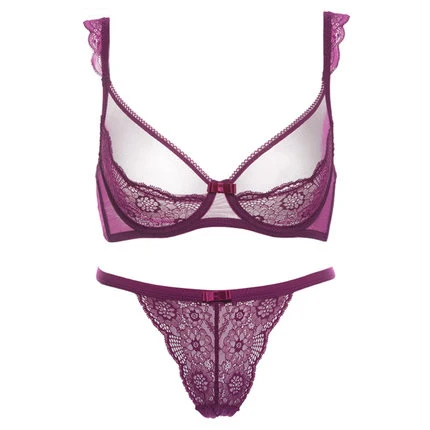 Sexy Mousse 75-85B C D Cup Bra slim black Bra Set 3/4 Cup Elegant palace Lingerie Underwear Set For Women