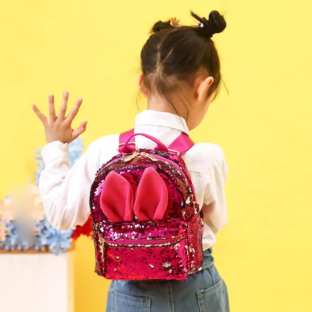 

Travel School Cute Children Girl Rabbit Ears Sequined Backpack Shoulder Bags