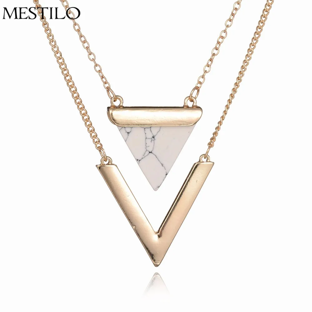 Mestilo Marble Necklaces White Black Faux 2 Layer mestilo marble necklaces white black faux 2 layer