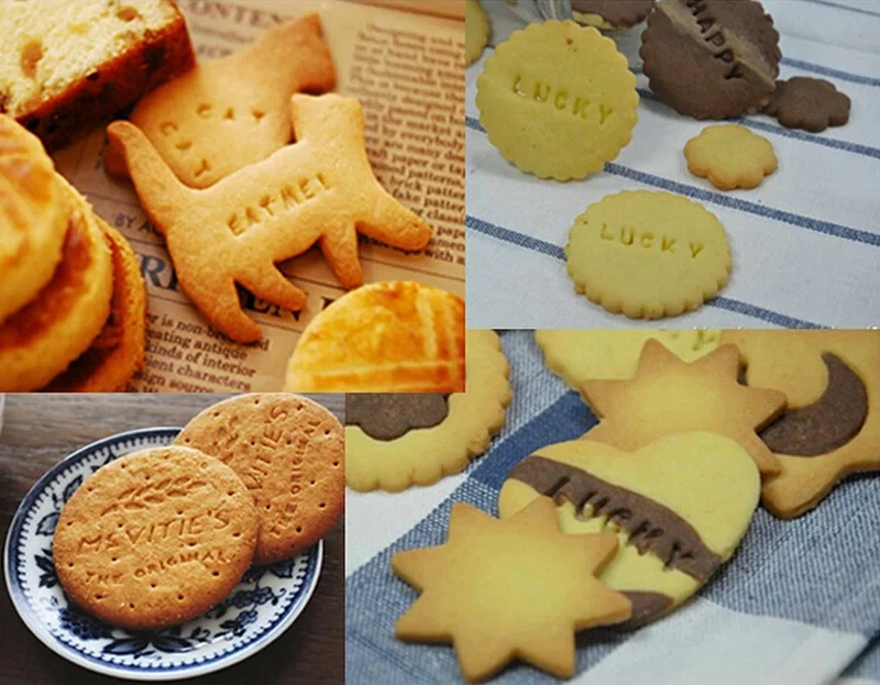 1PC New Alphabet Number Cookies Biscuit Letter Stamp Embosser Fondant Cake Decorating Mold Braking Cutter