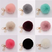 RE Cat pendant keychain pompom rabbit fur ball key chain fluffy pompon keyring women key holder car bag charms key ring K40 lovely unicorn keychain fluffy rabbit fur ball key chain pompom artificial rabbit fur key ring women car bag pendant trinket