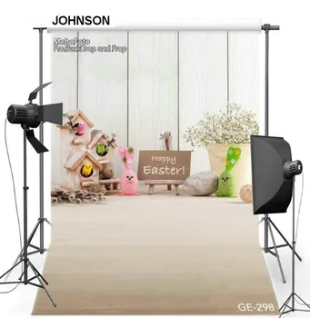 

Happy Easter White Wood Backgrounds Vinyl cloth High quality Computer Print Children kids backdrops