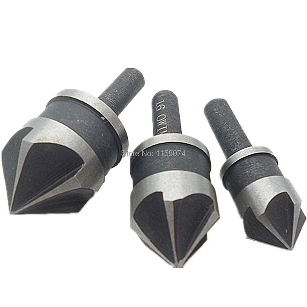 3pcs 12mm 19mm Countersink Drill Bits HCS 5 Flute Counter Sink Drilling