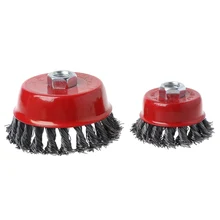 1 шт. проволока из нержавеющей стали чаша для полировки щетка с 14 мм отверстием витая проволока Форма колеса для полированных деруширующих инструментов с гайкой M14