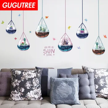 

Decorate Home Bonsai buttlefly cartoon art wall sticker decoration Decals mural painting Removable Decor Wallpaper LF-2260