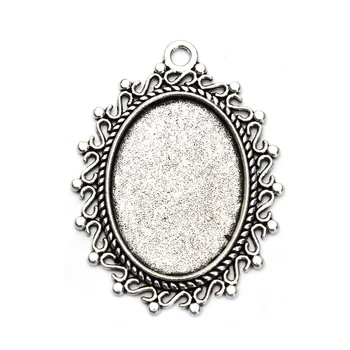 

10pcs/lot Antique Silver Color Blank Pendant Base Fitting 18*25mm Oval Cabochon Cameo Base Bezel Tray Diy Jewelry Making F1007