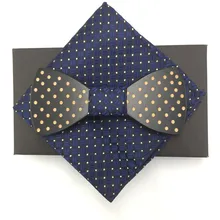 Индивидуальный деревянный лук Галстуки Hanky Набор для мужские свадебные костюмы бизнес деревянная бабочка Hadkerchief набор запонок карман