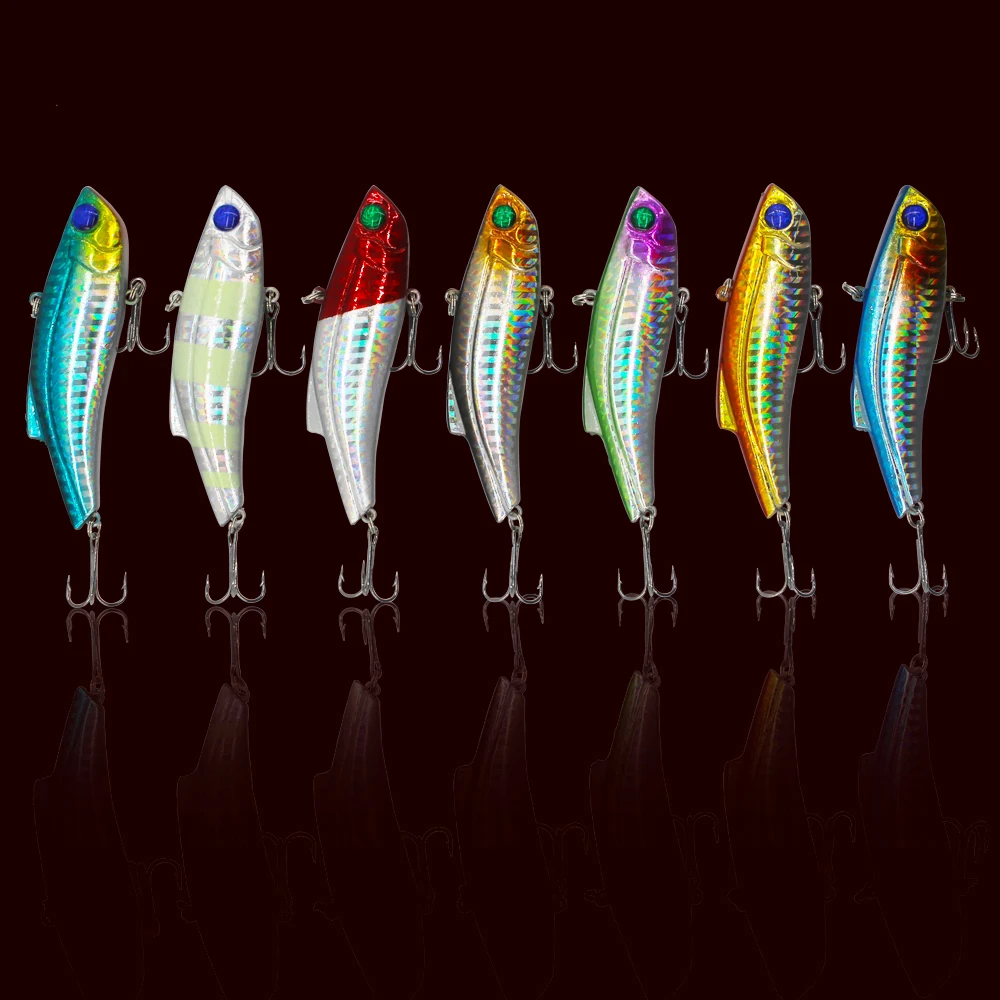 JSM-7pcs-lot-New-9cm-27g-Hard-Fishing-Lure-Vibra-lead-laser-Baits-Deep-sea-fishing