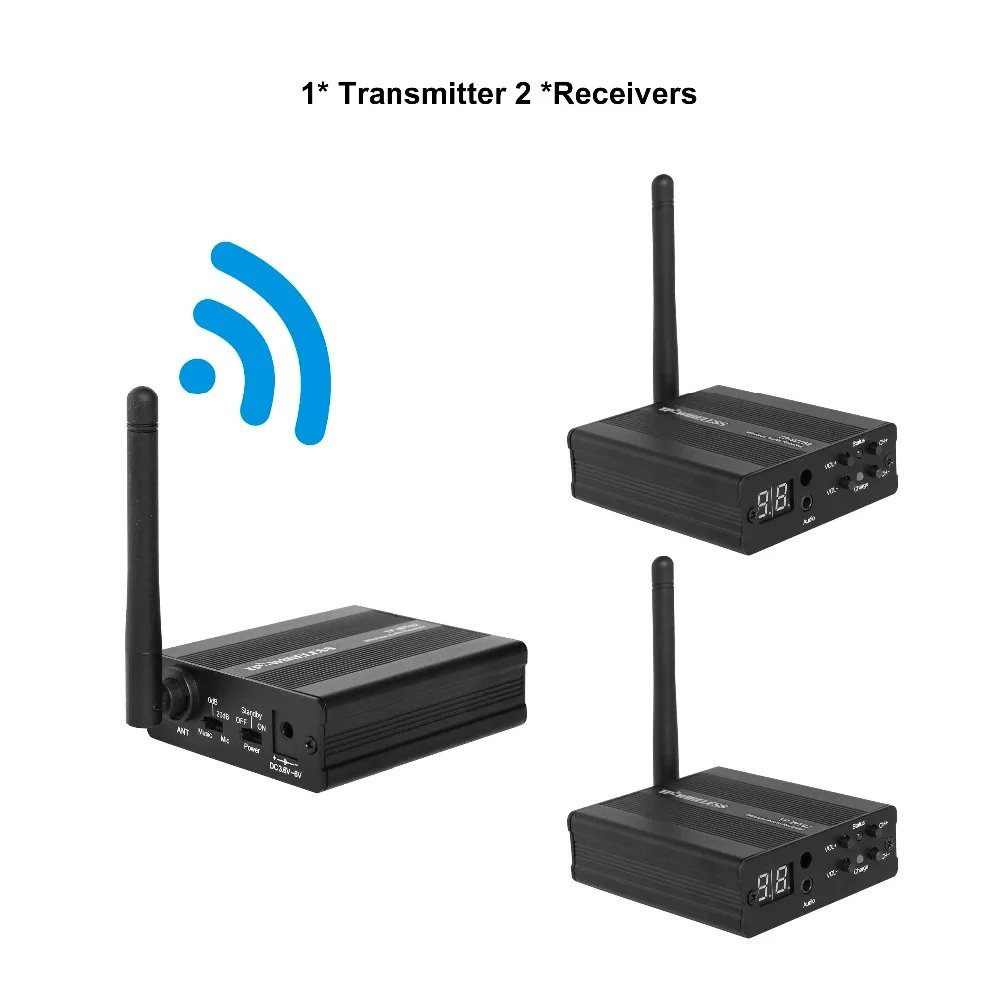 

TP-WIRELESS 2.4GHz Digital Wireless HDCD Audio Music Sound Wireless Transceiver 1 Transmitter 2/3/4 Receivers projector studio