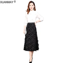 Летняя шифоновая юбка новое длинное Розовое женское белье из сетчатой ткани черная юбка модная летняя повседневная плиссированная юбка с высокой талией