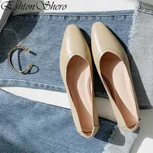EshtonShero/летние женские туфли; женские туфли на плоской подошве из кожи и искусственной кожи на плоской подошве с острым носком; Модные женские свадебные туфли абрикосового цвета; Размеры 3-12