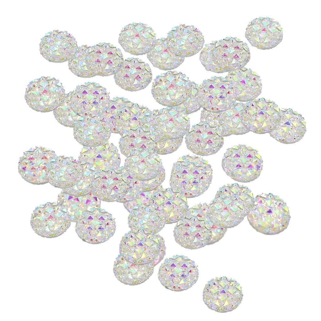 50pcs 12mm Resin Round Dotted Cabochon Flatback Embellishments White