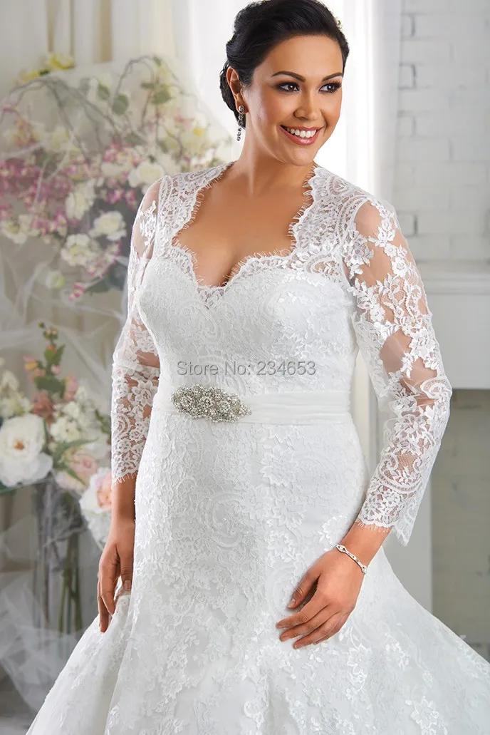 Sheer Lace Tulle Designer A Line Plus Size Wedding Dress With
