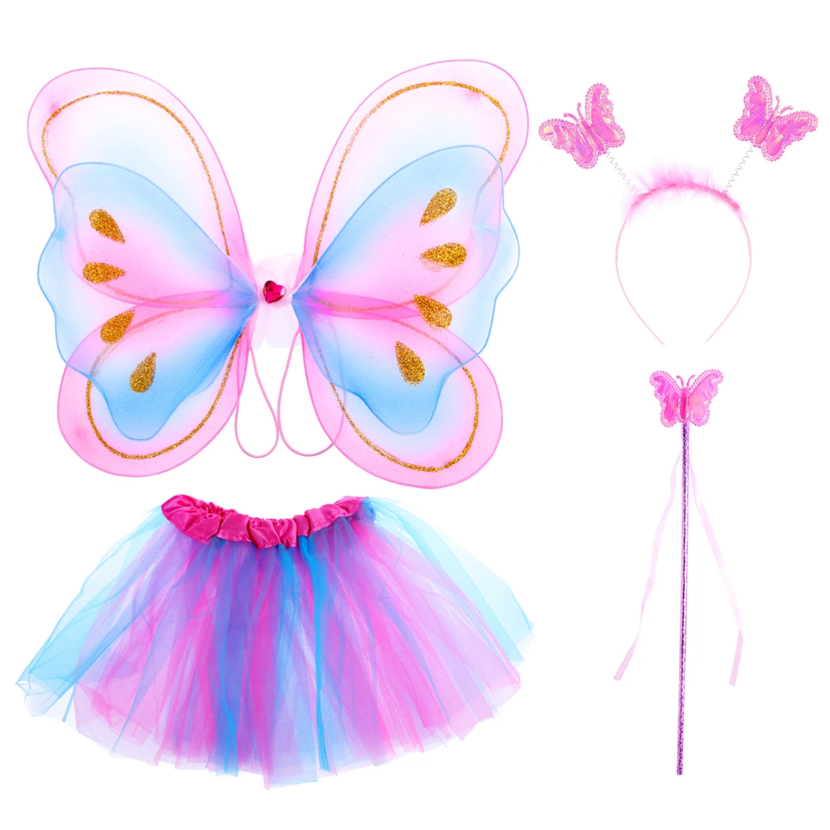 BESTOYARD/4 шт./компл., детская сказочная юбка-пачка принцессы с крыльями бабочки, повязка на голову, костюм для дней рождения и вечеринок