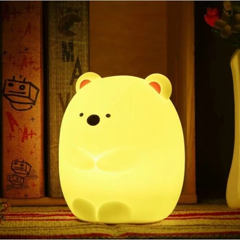 

Lovely Night Light USB Charging LED Color Changeable Tapping Control Soft Hand Feeling Cartoon Night Lamp