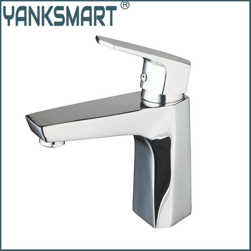 YANKSMART Short Bathroom Deck Mounted Basin Faucet Vessel Sink Mixer Tap Single Handle Chrome