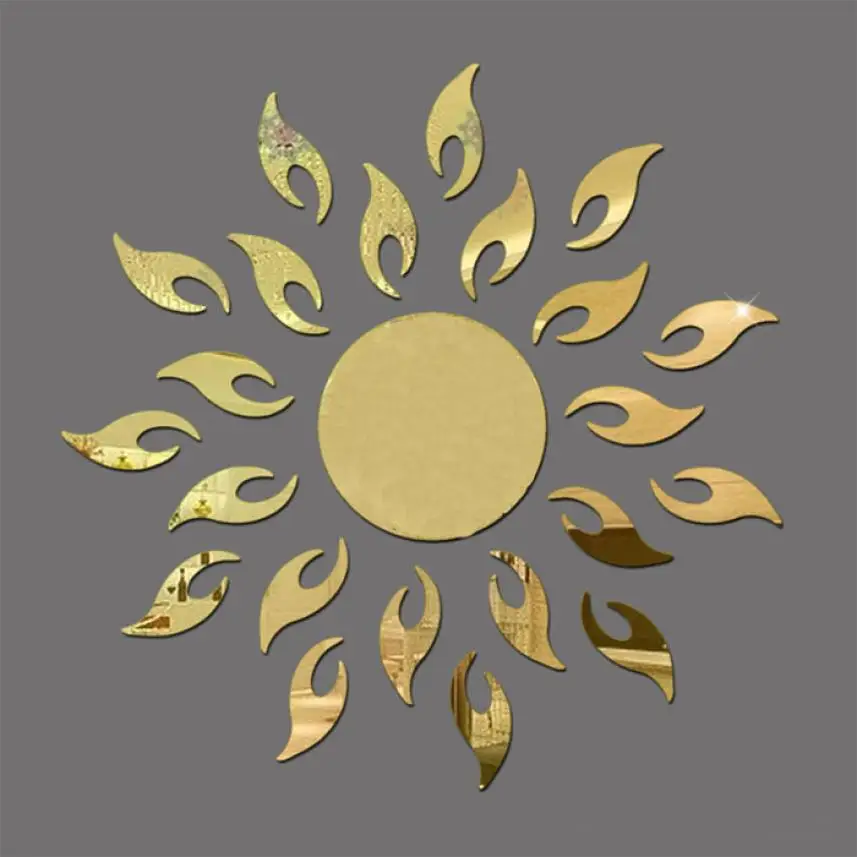 Luxury 3D Sunflower Home Decor Bell Cool Mirrors Wall Stickers Gold84