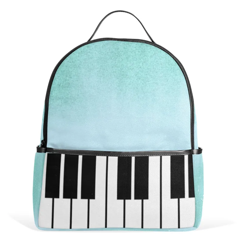 Piano Backpack Blue Music Notes Canvas Backpack School Bags for Teenage