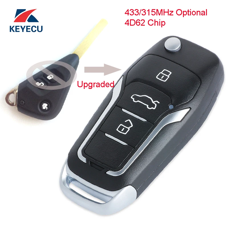 

KEYECU Replacement Upgraded Flip Remote Car Key Fob 315/433MHz 4D62 for Subaru Outback Liberty Impreza WRX Forester 2003-2009