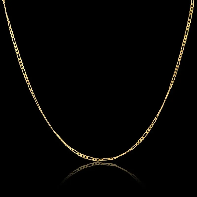 

2mm Small Figaro Chain For Pendant Men Women Jewelry 45CM Gold Color Link Chains Necklace Chokers Colar Kolye Colares Gift