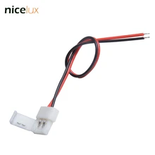 5pcs 8mm single color strip to 15cm wire connector for 2pin 8mm IP20 3528 3014 led strip connector Free shipping 2pin Conductor