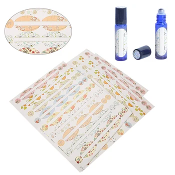 

4 Sheets Empty Essential Oil Bottle Sticker Oval-shaped and Round Stickers Perfume Bottle Label Perfume Bottle Lid Labels