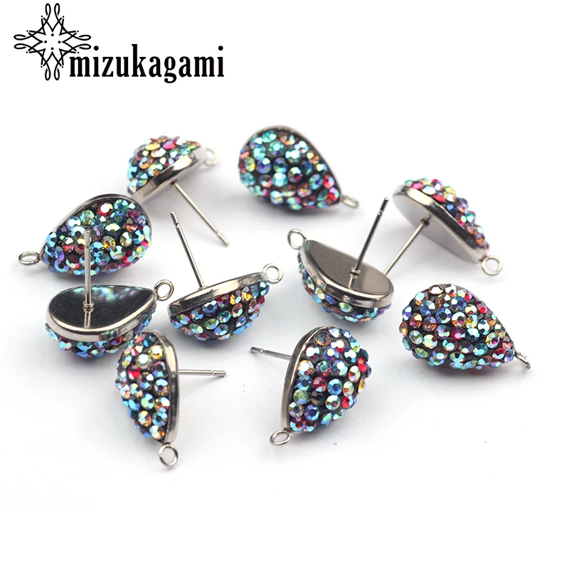 

6PCS Jewelry Materials Water Drop Shape Crystal Rhinestone Base Earrings Connector For DIY Earrings Jewelry Making Accessories