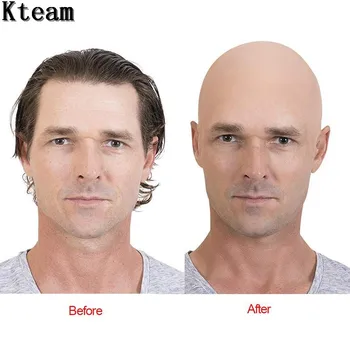 

Hot!!Unisex Latex Bald Wig Hair Cap Snood Mesh Stretch Halloween Costume Cosplay Props Latex Acting Mask Party Novelty Supplies