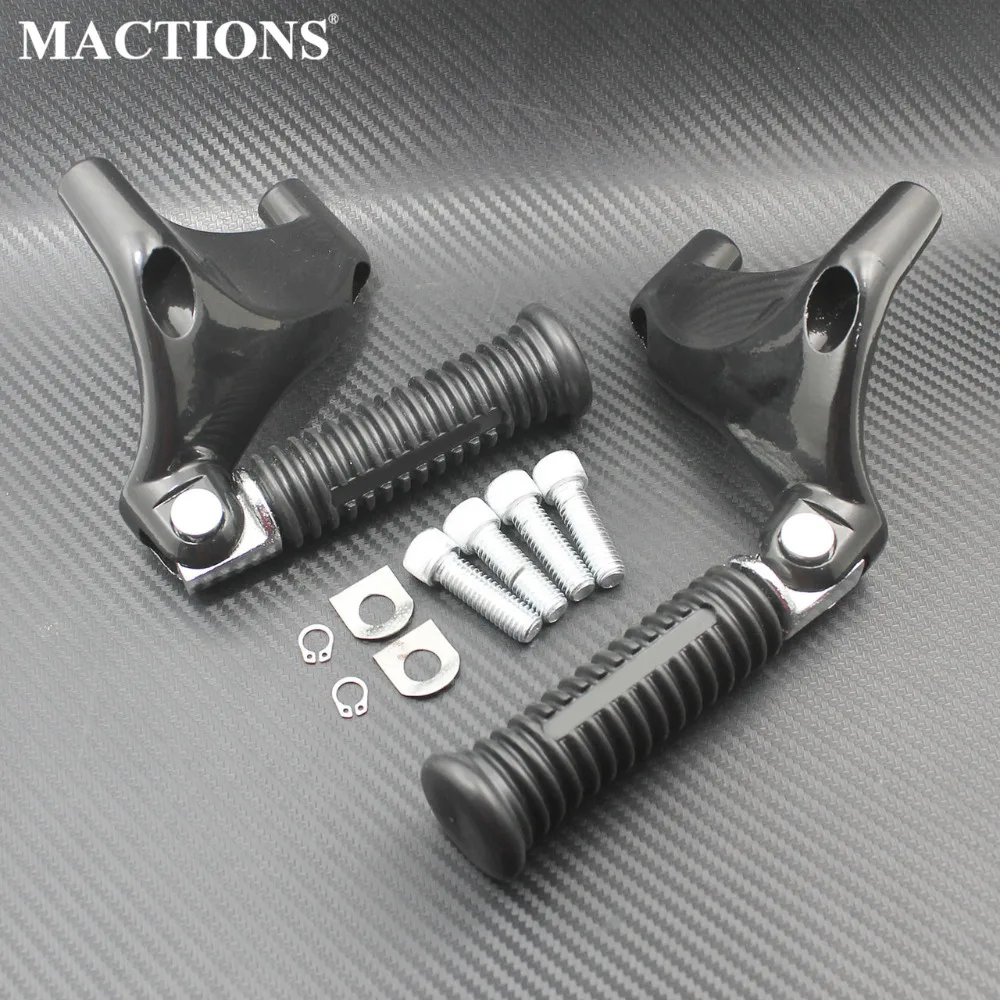 Motorcycle Black Footpeg Rear Passenger Foot Pegs w/ Mount Screw for