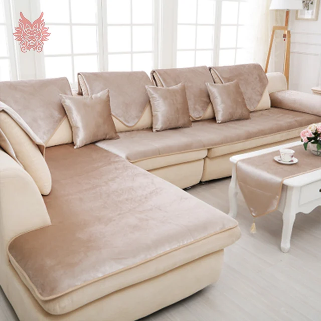 70*180cm 1pc American grey/camel/red solid velvet sofa