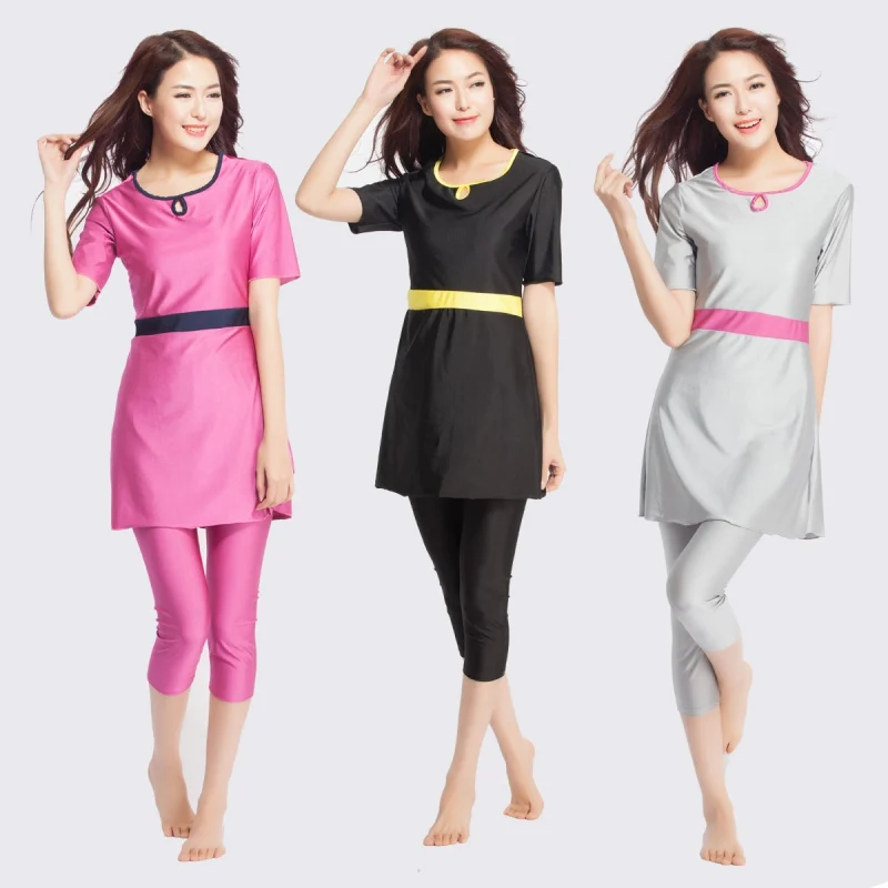 Middle East Women font b Muslim b font Islamic Modest Short Sleeve Tops Pant Swimwear font
