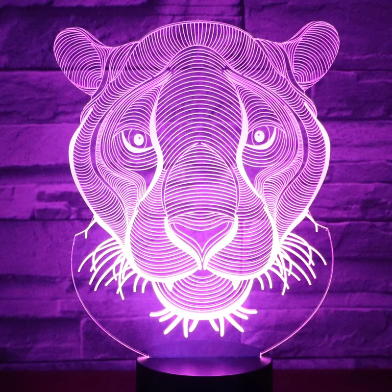 3D светодиодный светодиодные ночники Лев с 7 цветов свет для украшения дома лампы удивительный визуализации Оптические иллюзии Awesome