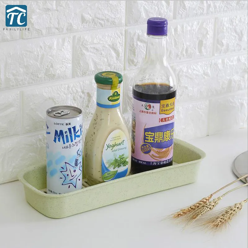 

Wheat Straw Kitchen Countertop Plastic Asphalt Storage Tableware Collection Box Desktop Drawer Long Strip Sorting Rack