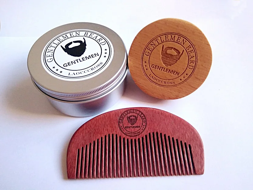 

LAOCCCROSS Round Boar Bristle Beard Brush&Fine Tooth Amodong Comb For Men Beard Care & Metal Case Engrave Logo