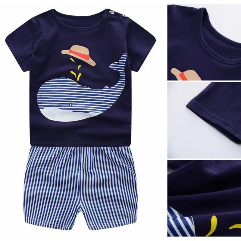 

Children's clothing set cartoon T-shirt + shorts 2pcs/set Baby Girls Boys Casual Set Kids Clothes Three Choose