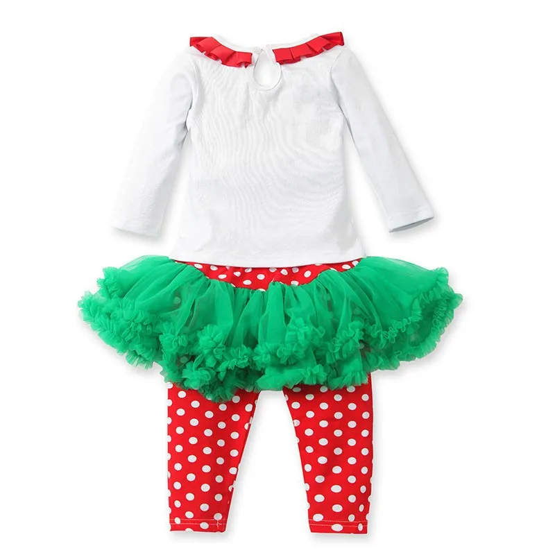 Новое поступление, Рождественский комплект одежды для детей, комплект из 2 предметов: футболка с длинными рукавами+ юбка-пачка с леггинсами, красивый костюм для девочек