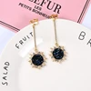 Boucles d'oreilles longues à Clip, mode coréenne, soleil fleur, strass, pour femmes, bijoux de luxe, cadeau, 2022 ► Photo 2/6
