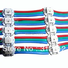 100 шт. Предварительно припаяны WS2812B led с радиатором(10 мм* 3 мм); вход DC5V; 5050 SMD RGB с WS2811 ic встроенный; 3 см расстояние между проводами