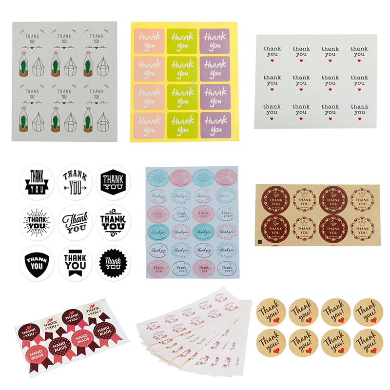 

Thank You Red Heart Handmade Cake Packaging Sealing Label Kraft Sticker Baking DIY Work Gift Box Round Stickers
