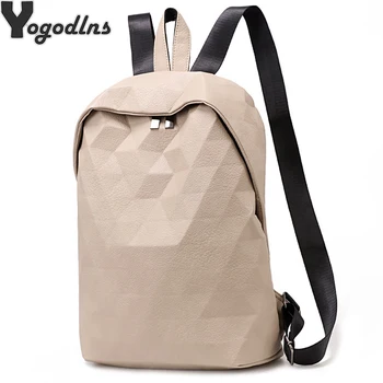 

Women backpack PU leather school bags for Teenager girls Simple Plaid Female Rucksack Preppy style Travel Knapsack